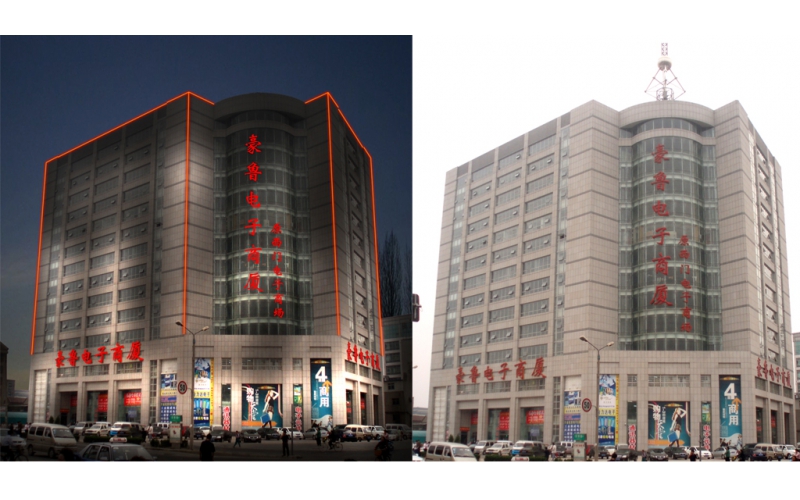 豪魯電子商廈發(fā)光標(biāo)識(shí)，壓克力發(fā)光大字